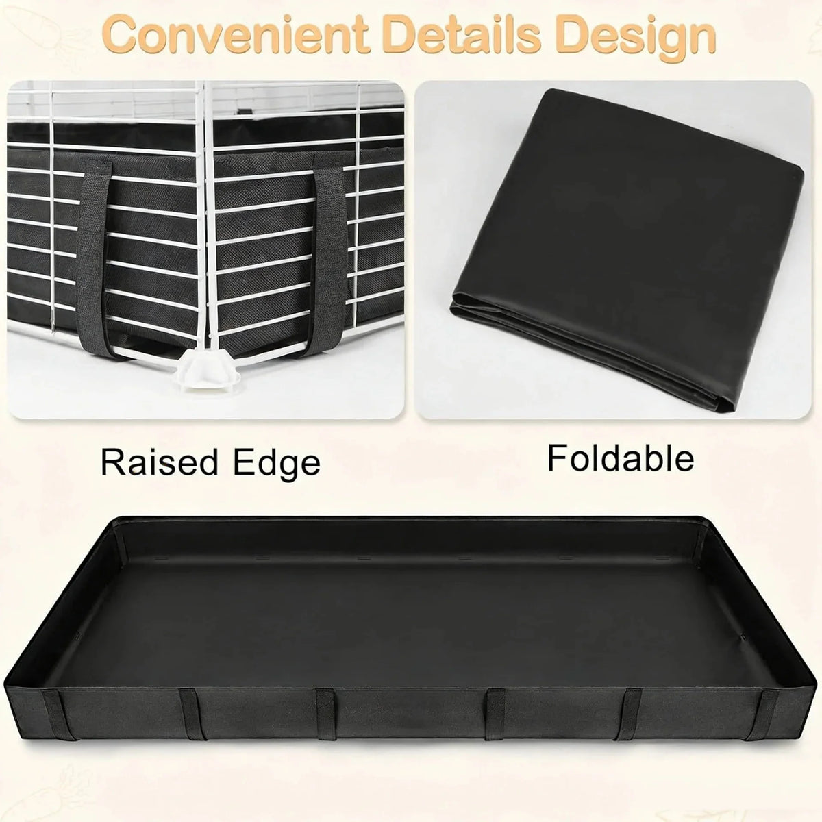 Foldable Waterproof Guinea Pig Cage Liner with Raised Edges for Rabbits and Small Pets