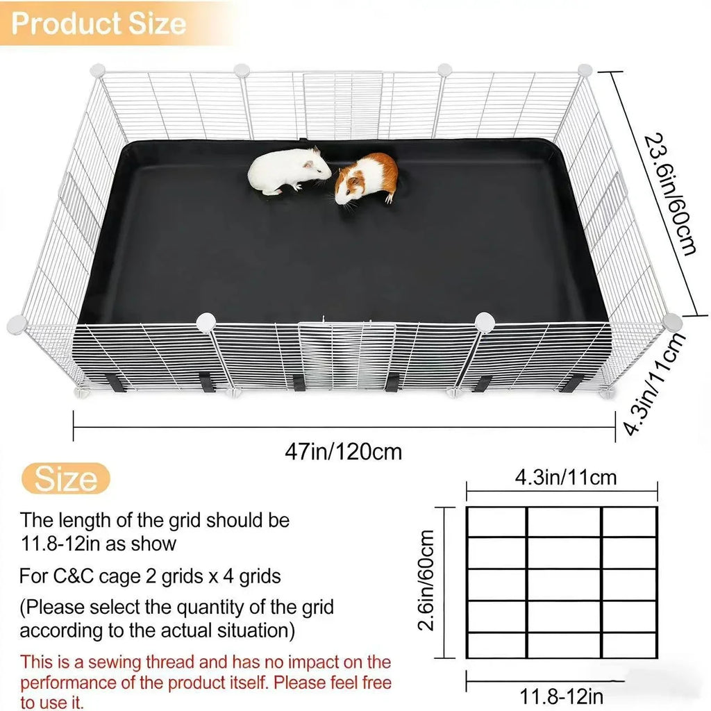 Foldable Waterproof Guinea Pig Cage Liner with Raised Edges for Rabbits and Small Pets