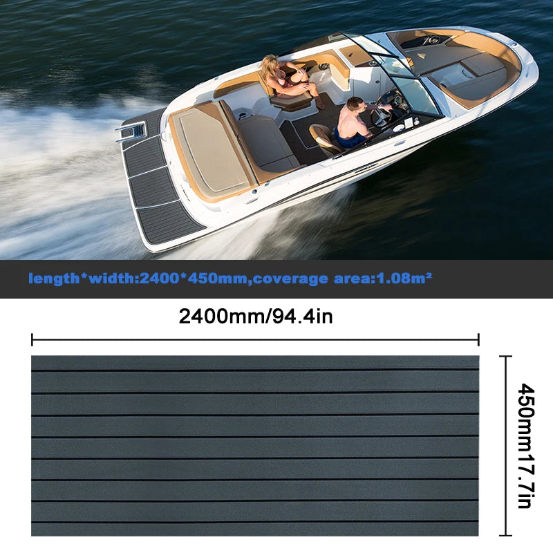 2400 x 450mm EVA Faux Teak Boat Deck Flooring Self Adhesive Marine Deck Mat