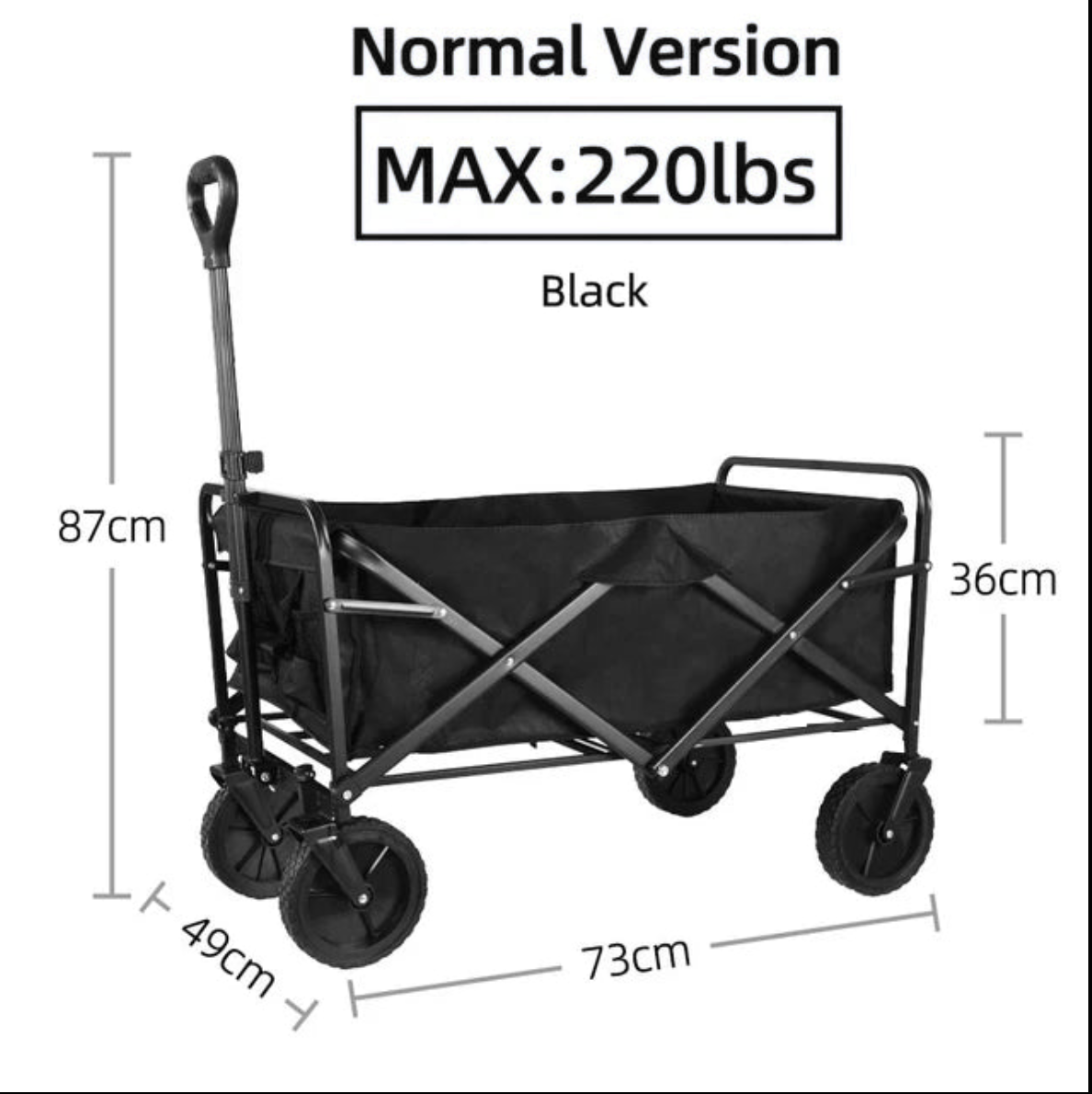 Heavy Duty Folding Wagon Cart with All Terrain Wheels Portable Outdoor Utility Trolley