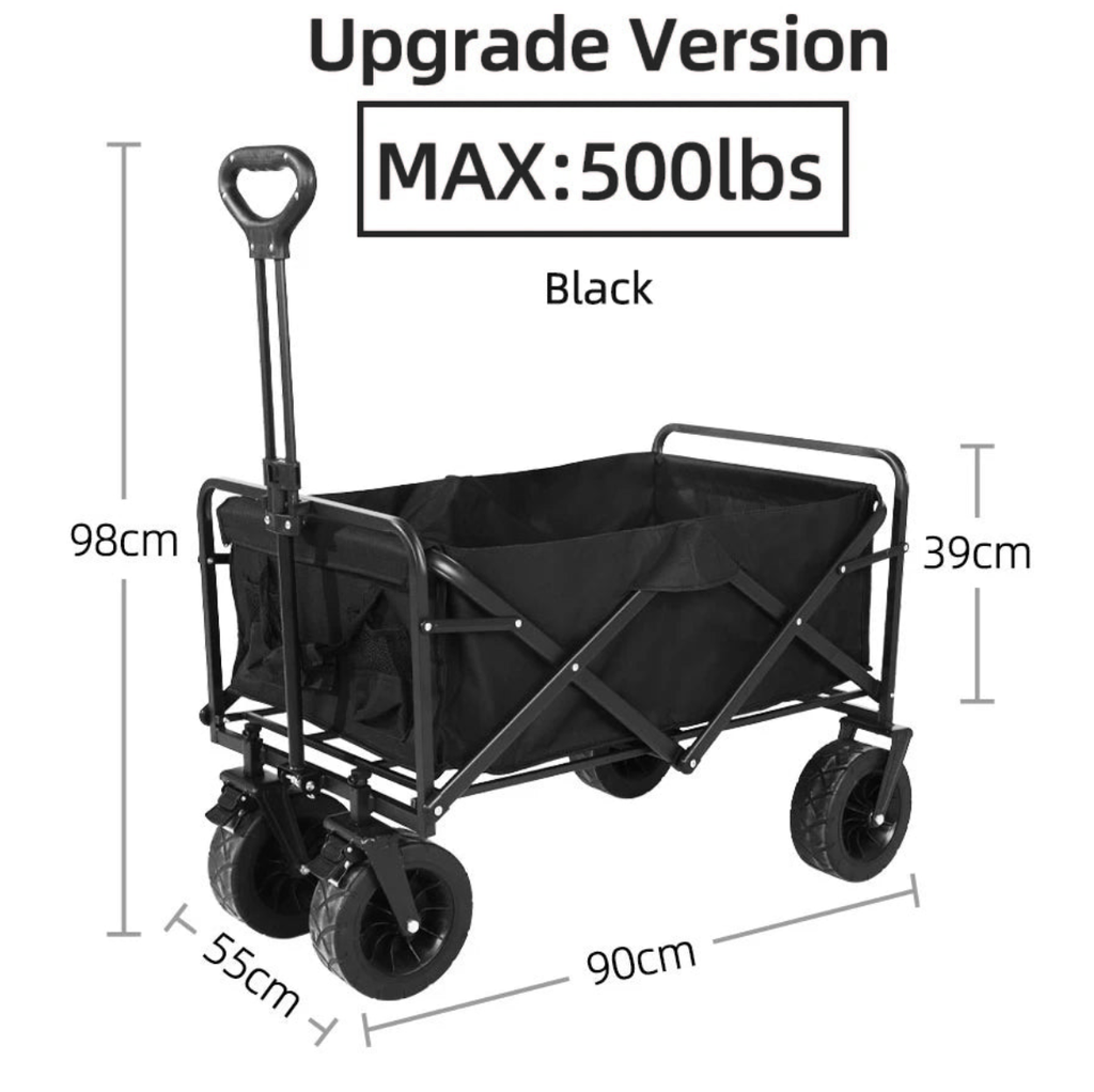 Heavy Duty Folding Wagon Cart with All Terrain Wheels Portable Outdoor Utility Trolley